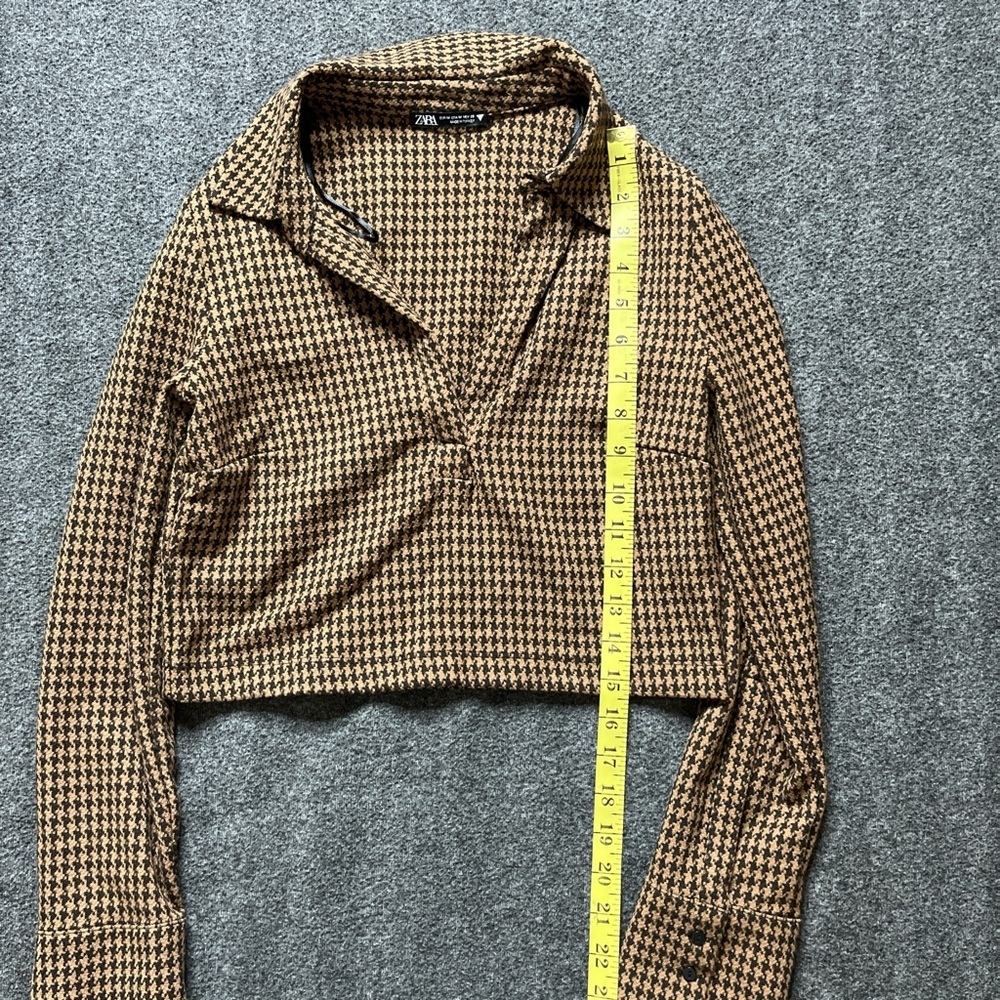 Zara Brown Houndstooth Crop Top - Picture 4 of 7